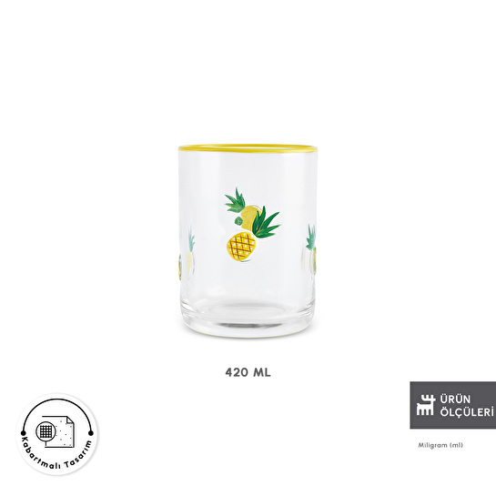 Karaca Pineapple Meşrubat Bardağı 420 ml Sarı