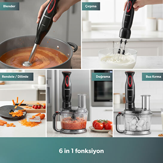 Homend Functionall 2851H Mutfak Robotu Siyah Kırmızı