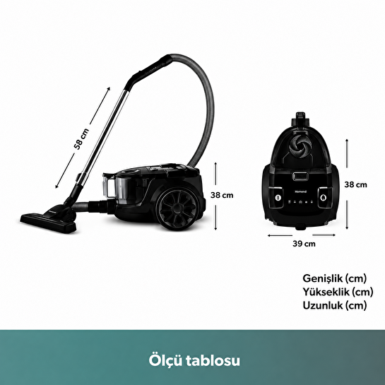 Homend Dustroyer 1255H Yatay Süpürge Siyah