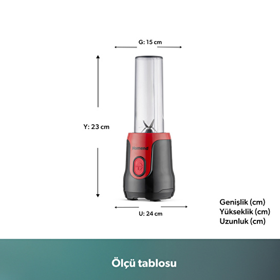 Homend Mixfresh 7026H Kişisel Smoothie Blender Siyah Kırmızı