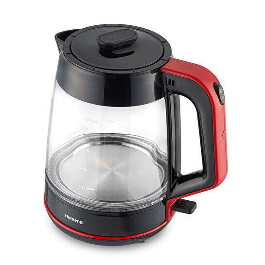 Homend Infinity 1764H Cam Çay Makinesi Siyah Kırmızı