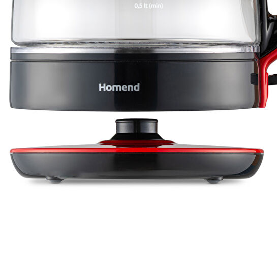 Homend Infinity 1764H Cam Çay Makinesi Siyah Kırmızı