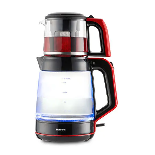 Homend Infinity 1764H Cam Çay Makinesi Siyah Kırmızı