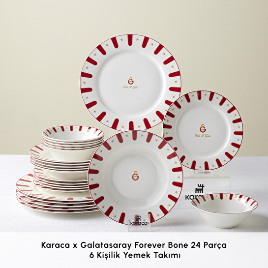 Karaca x Galatasaray Lisanslı Forever Bone 24 Parça 6 Kişilik Yemek Takımı