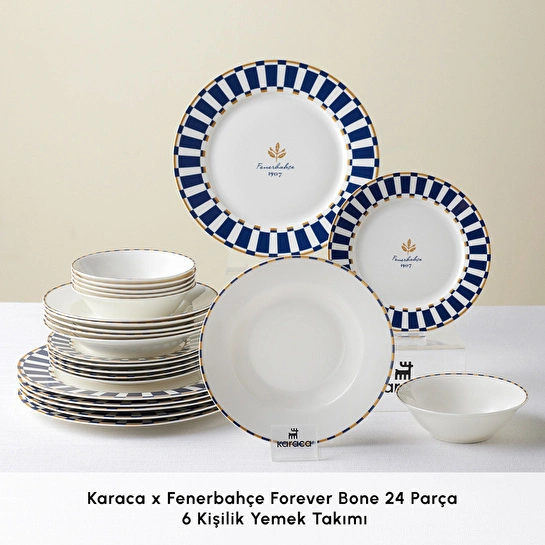 Karaca x Fenerbahçe Lisanslı Forever Bone 24 Parça 6 Kişilik Yemek Takımı