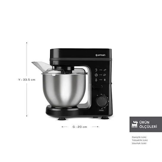 Emsan Maestrochef Stella Hamur Yoğurma Makinesi Black 1500W 5L