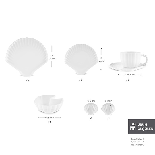 Karaca Stream Bone Ostra 34 Parça 6 Kişilik Kahvaltı Takımı