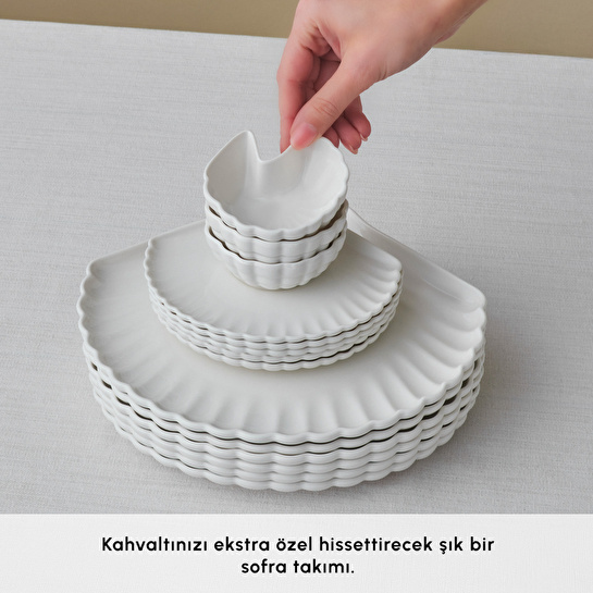 Karaca Stream Bone Ostra 34 Parça 6 Kişilik Kahvaltı Takımı