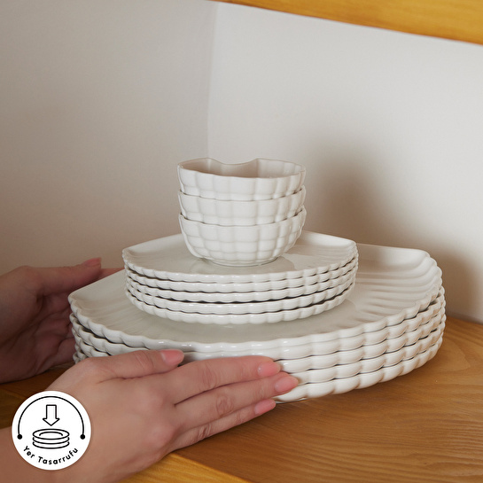 Karaca Stream Bone Ostra 34 Parça 6 Kişilik Kahvaltı Takımı