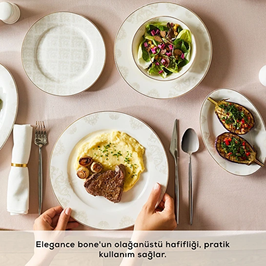 Emsan Elegance Bone Siena 53 Parça 12 Kişilik Yemek Takımı Gold