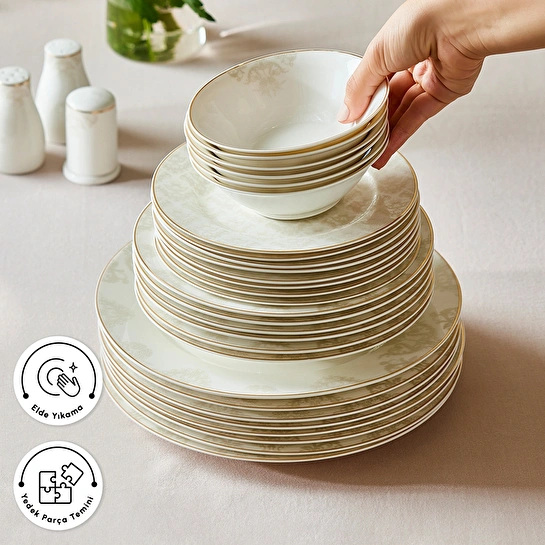 Emsan Elegance Bone Siena 53 Parça 12 Kişilik Yemek Takımı Gold
