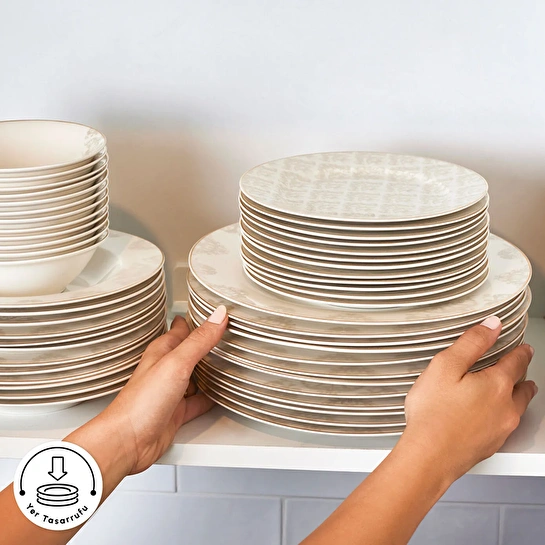 Emsan Elegance Bone Siena 53 Parça 12 Kişilik Yemek Takımı Gold