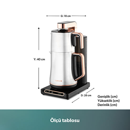 Homend Teabot 1785H Konuşan Otomatik Çay Makinesi Bakır