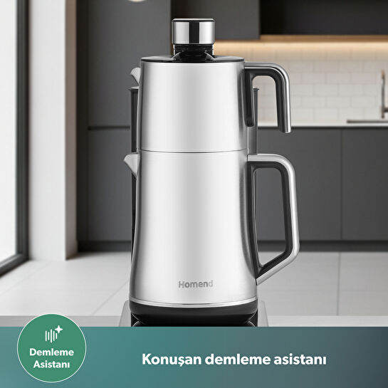 Homend Teabot 1785H Konuşan Otomatik Çay Makinesi Krom