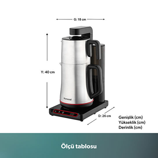 Homend Teabot 1786H Konuşan Otomatik Çay Makinesi Siyah