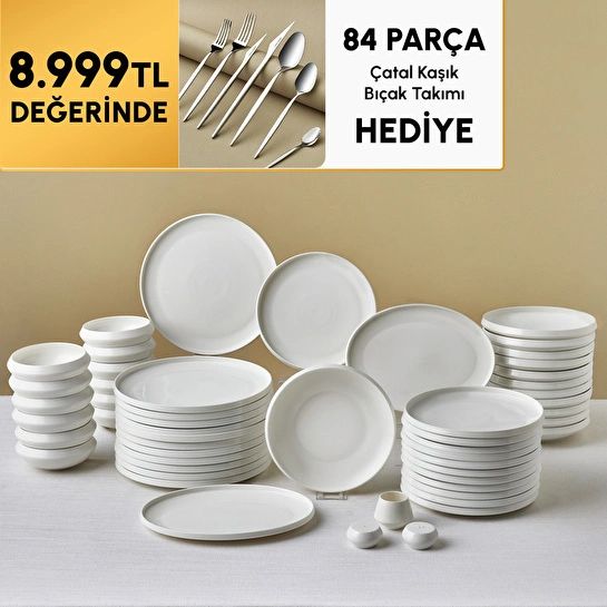 Karaca Stream Bone Aris White 53 Parça 12 Kişilik Yemek Takımı
