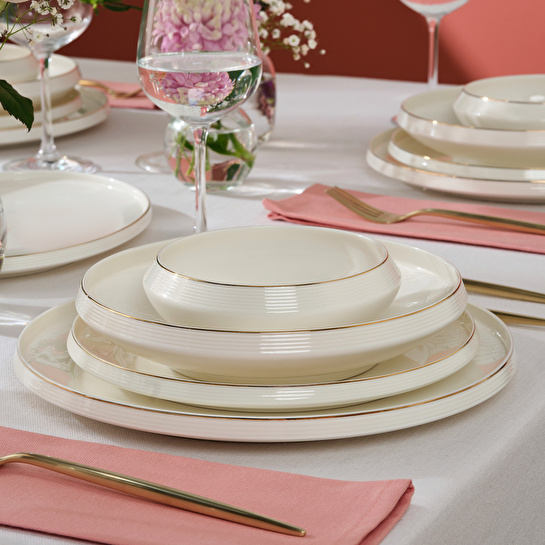 Karaca Stream Bone Aris 53 Parça 12 Kişilik Yemek Takımı Gold