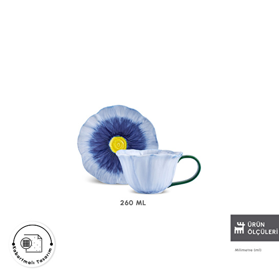 Karaca Bluebell Çay Fincanı Ve Tabağı 260 ml