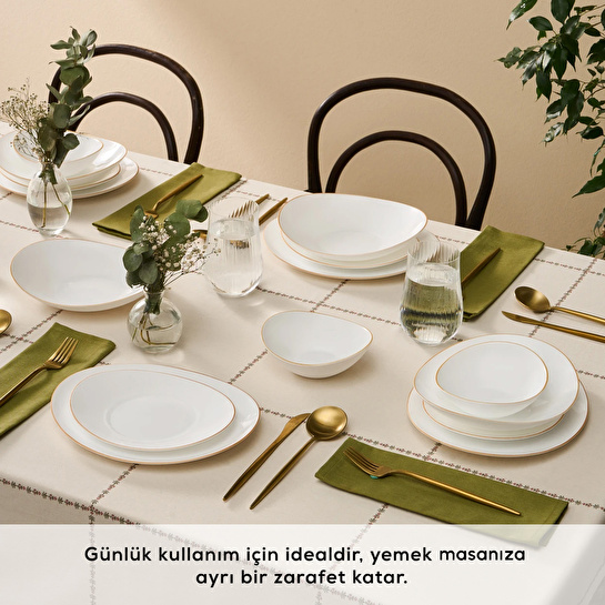 Emsan Pure 24 Parça 6 Kişilik Opal Cam Yemek Takımı Gold