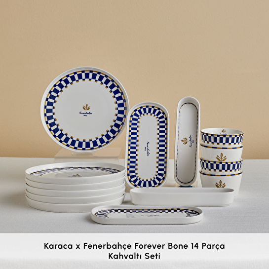 Karaca x Fenerbahçe Lisanslı Forever Bone 14 Parça 6 Kişilik Kahvaltı Takımı