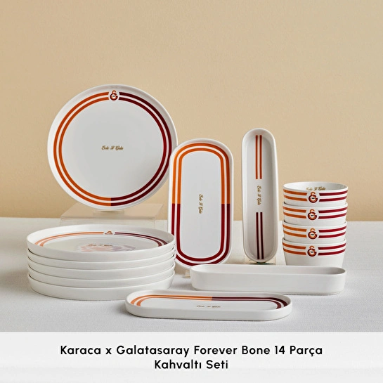 Karaca x Galatasaray Lisanslı Forever Bone 14 Parça 6 Kişilik Kahvaltı Takımı