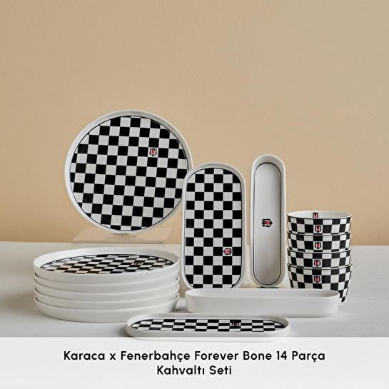 Karaca x Beşiktaş Lisanslı Forever Bone 14 Parça 6 Kişilik Kahvaltı Takımı