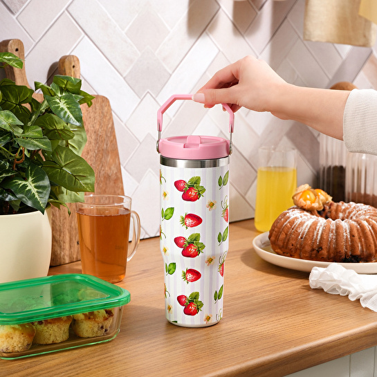 Karaca Strio Çilek Çelik Sızdırmaz Termos 900 ml