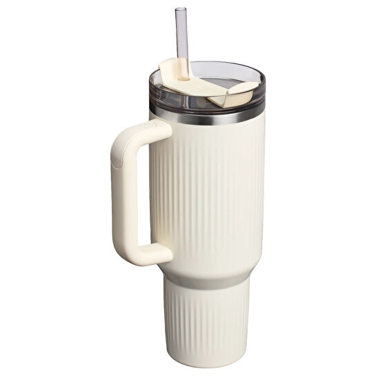 Stanley The Quencher Fluted Tumbler Pipetli Termos Bardak 1,18L Cream Gloss