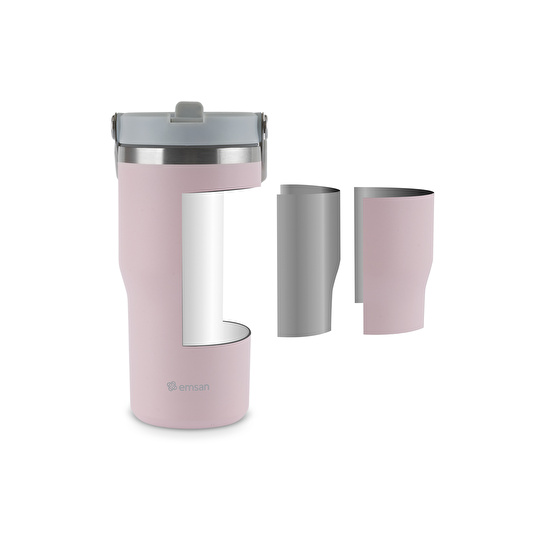 Emsan Star Ice Pipetli Çelik Sızdırmaz Termos Pembe 550 ml