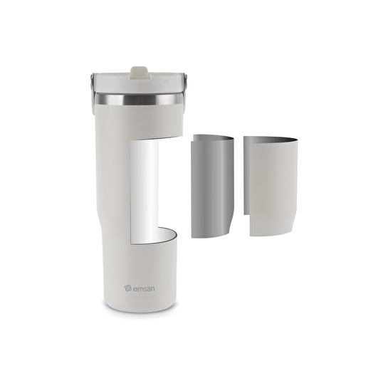 Emsan Star Ice Pipetli Çelik Sızdırmaz Termos Krem 900 ml