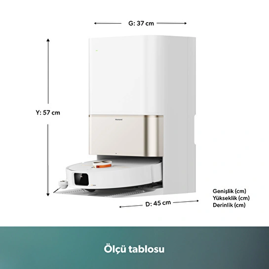 Homend Alex 50 Pro Ulticlean AI Destekli Akıllı Robot Süpürge 28000 Pa Emiş Güçlü Beyaz