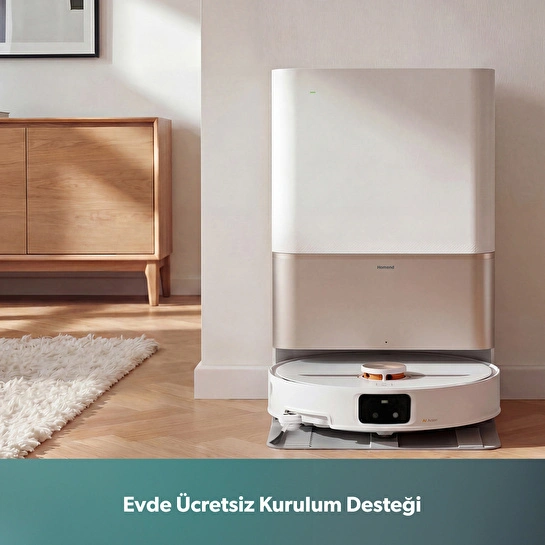 Homend Alex 50 Pro Ulticlean AI Destekli Akıllı Robot Süpürge 28000 Pa Emiş Güçlü Beyaz