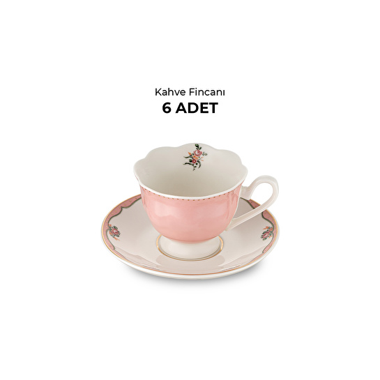 Emsan Romance 6 Kişilik New Bone Kahve Fincan Takımı Pembe 90 ml
