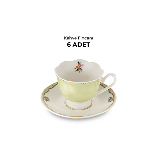 Emsan Romance 6 Kişilik New Bone Kahve Fincan Takımı Yeşil 90 ml