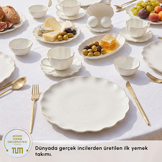 Karaca Fine Pearl Shell Gold 29 Parça 6 Kişilik Kahvaltı Takımı