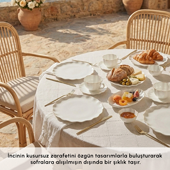 Karaca Fine Pearl Shell Gold 29 Parça 6 Kişilik Kahvaltı Takımı