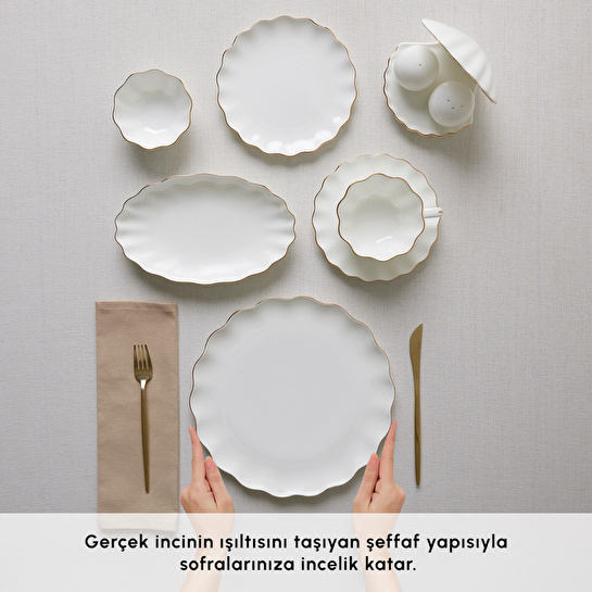 Karaca Fine Pearl Shell Gold 29 Parça 6 Kişilik Kahvaltı Takımı
