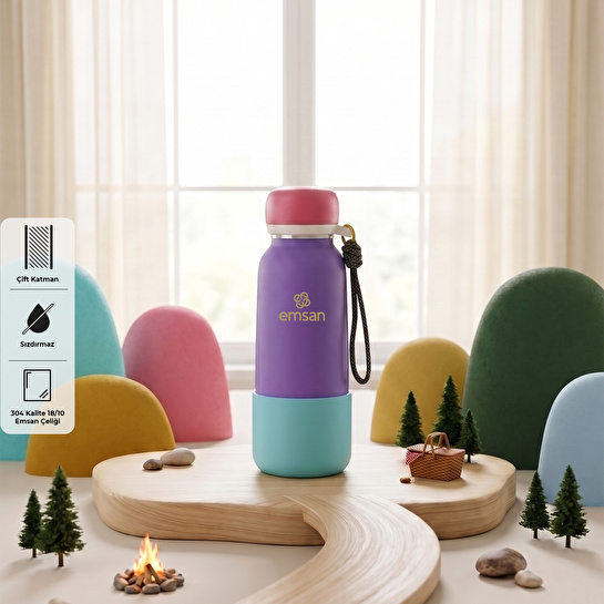 Emsan Thermos Bottle Çelik Sızdırmaz Termos 500 ml Mor