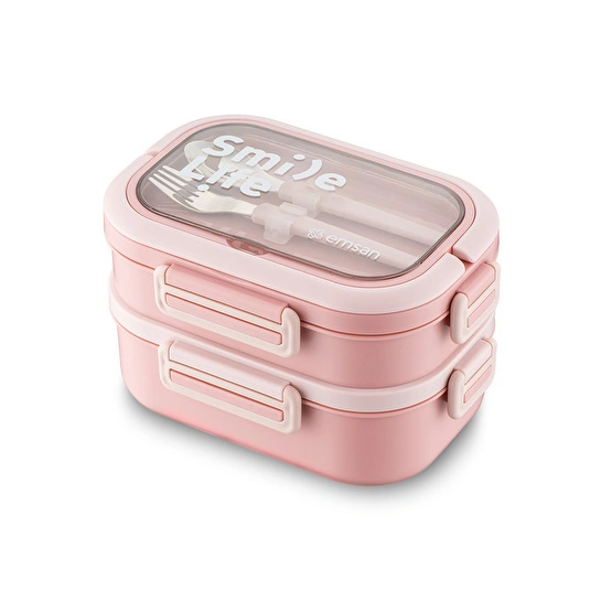 Emsan Smile Life Çift Katlı Lunch Box Pembe