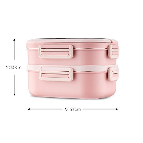 Emsan Smile Life Çift Katlı Lunch Box Pembe