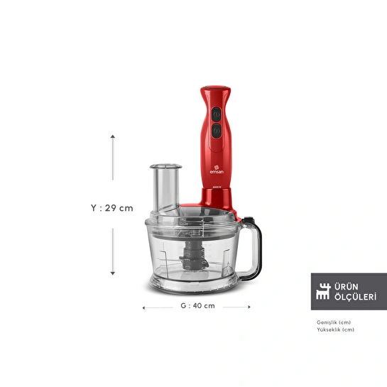 Emsan Pro Multimax 6 in 1 Çok Amaçlı Mutfak Robotu Red 2000 W