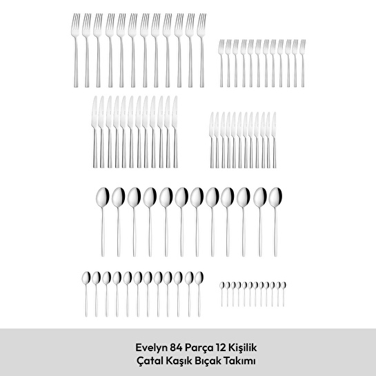 Emsan Çınar 84 Parça 12 Kişilik Çatal Kaşık Bıçak Takımı