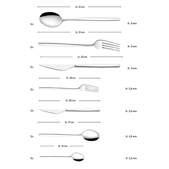 Emsan Evelyn 84 Parça 12 Kişilik Çatal Kaşık Bıçak Takımı