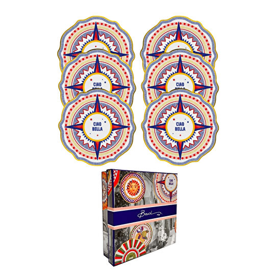 Baci Milano Dolce Vita 6'lı Ciao Bella Servis Tabağı 27 cm Porselen