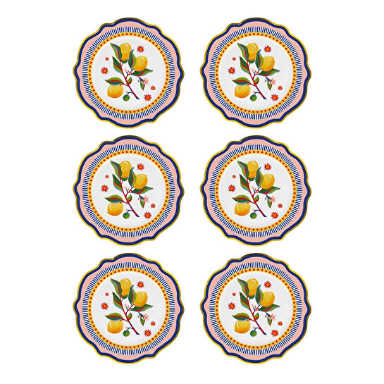 Baci Milano Dolce Vita 6'lı Limon Yemek Tabağı 27 cm Porselen