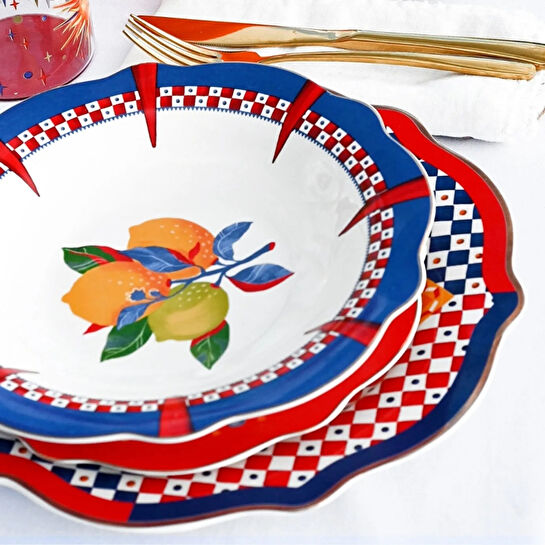 Baci Milano Dolce Vita 6'lı Limon Çorba Tabağı 23 cm Porselen