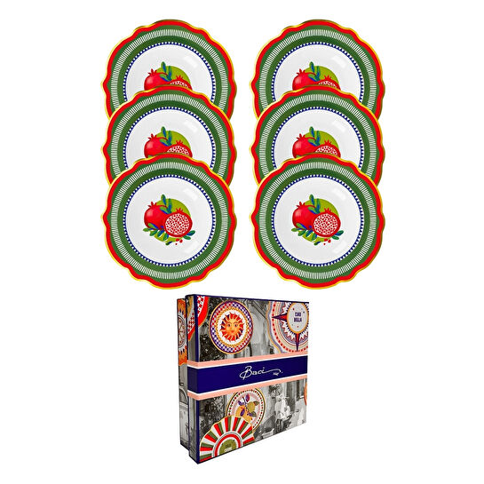 Baci Milano Dolce Vita 6'lı Nar Çukur Tabak 23 cm Porselen