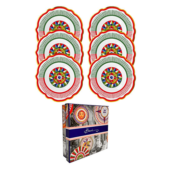 Baci Milano Dolce Vita 6'lı Geometries Çukur Tabak 23 cm Porselen