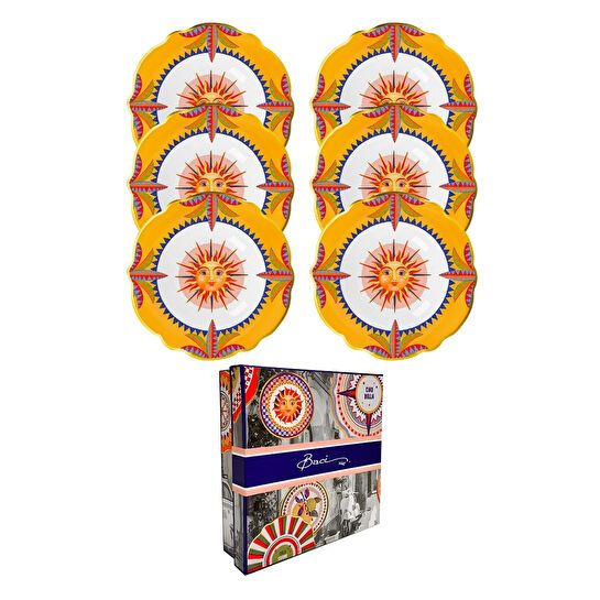 Baci Milano Dolce Vita 6'lı Sun Çukur Tabak 23 cm Porselen
