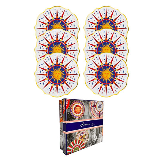 Baci Milano Dolce Vita 6'lı Sun Pasta Tabağı 21 cm Porselen